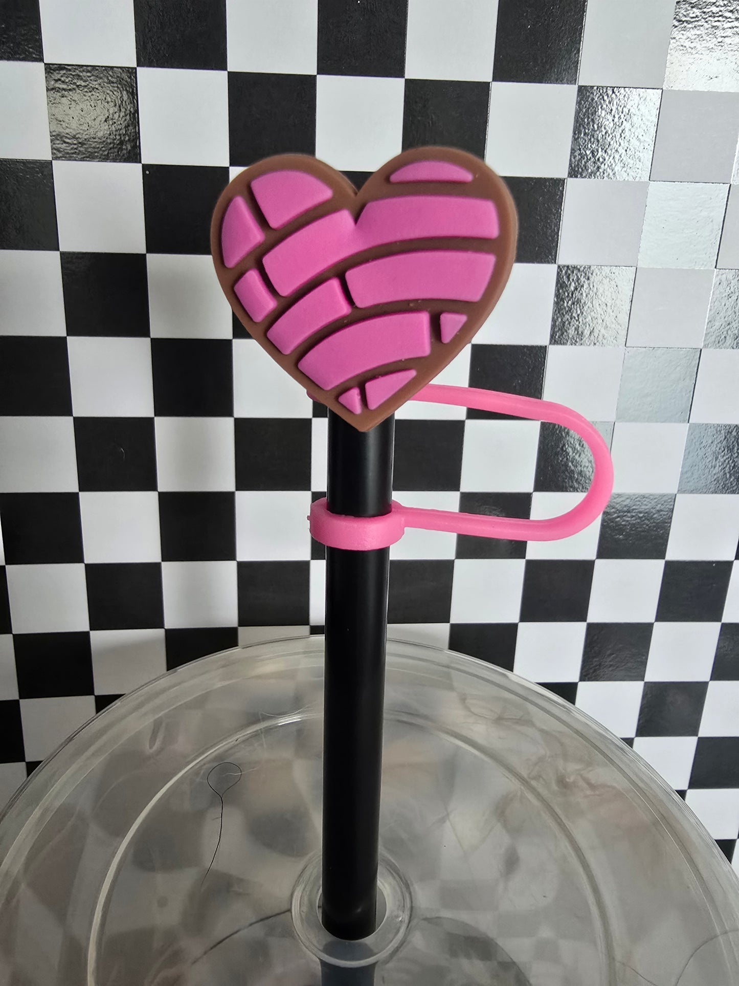 Pastry Heart Straw Topper, Pink