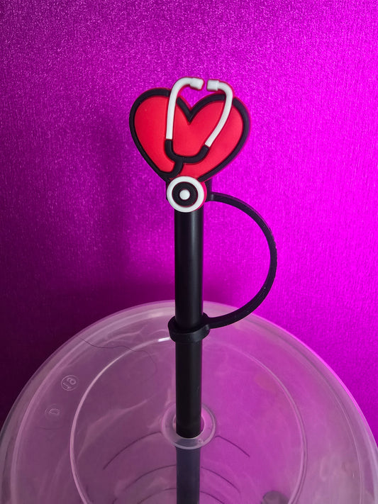 Stethoscope Heart Straw Topper
