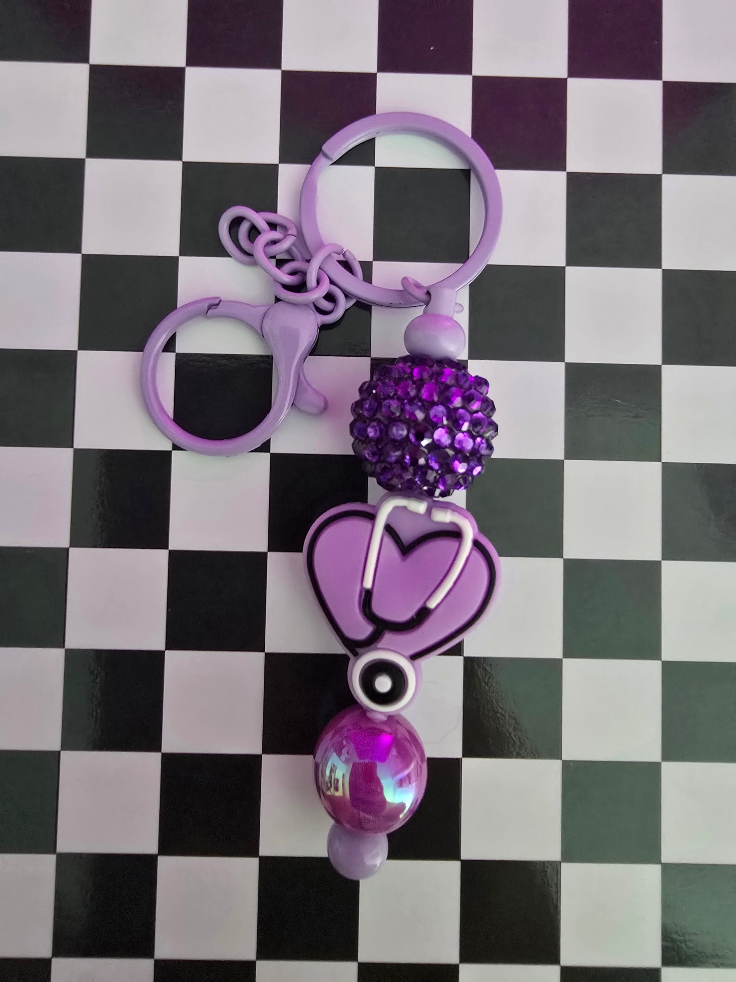 Nurse Beaded Keychain, Purple