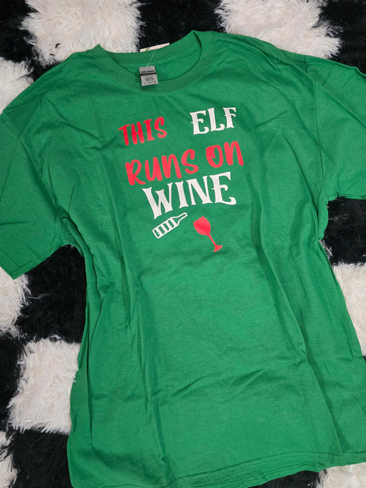 Elf Runs on Wine Tee