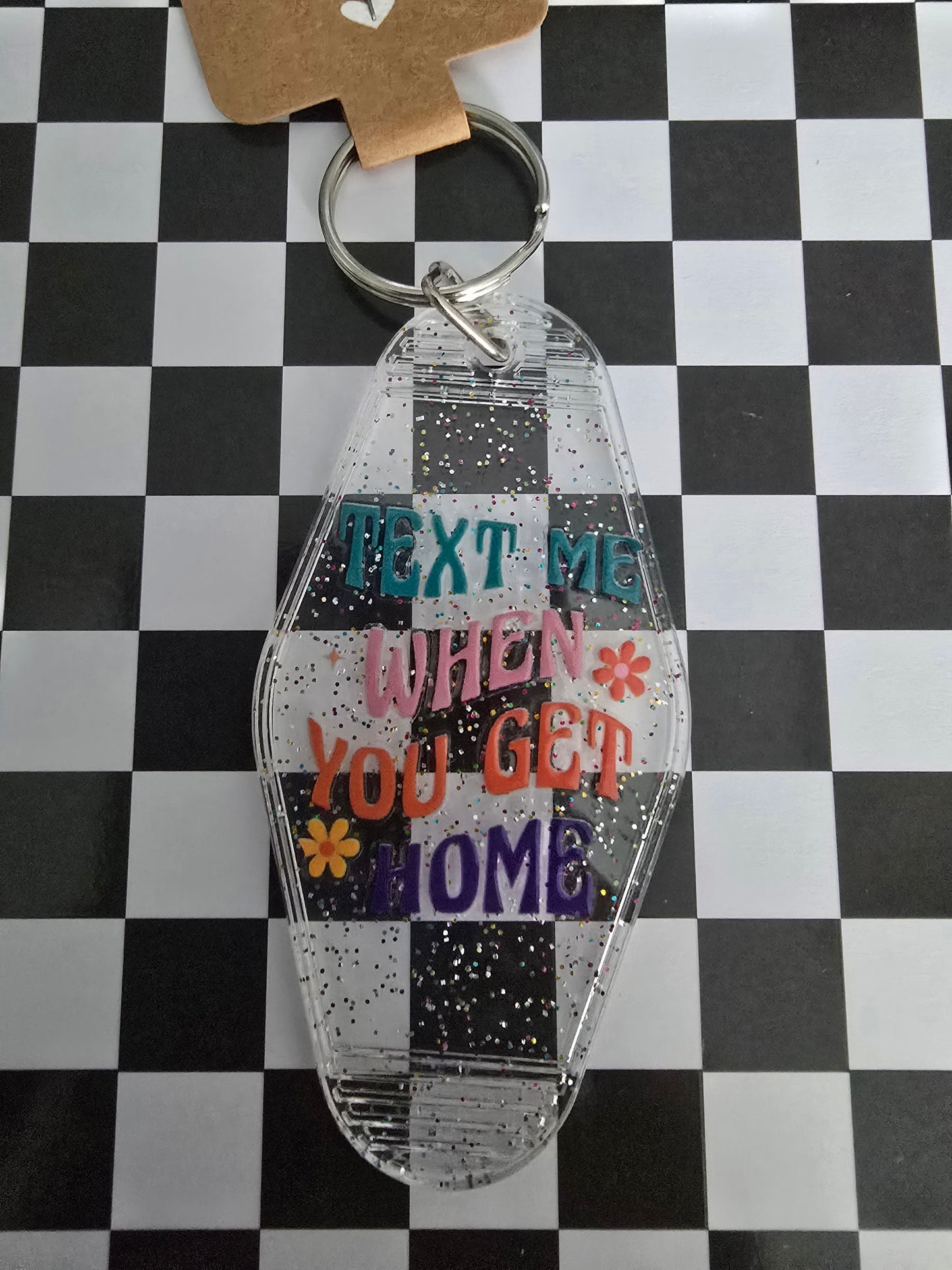 Text Me, Be Safe Motel Keychain