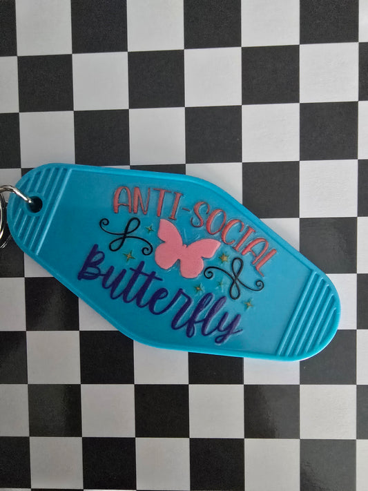 Anti-Social Butterfly Motel Keychain