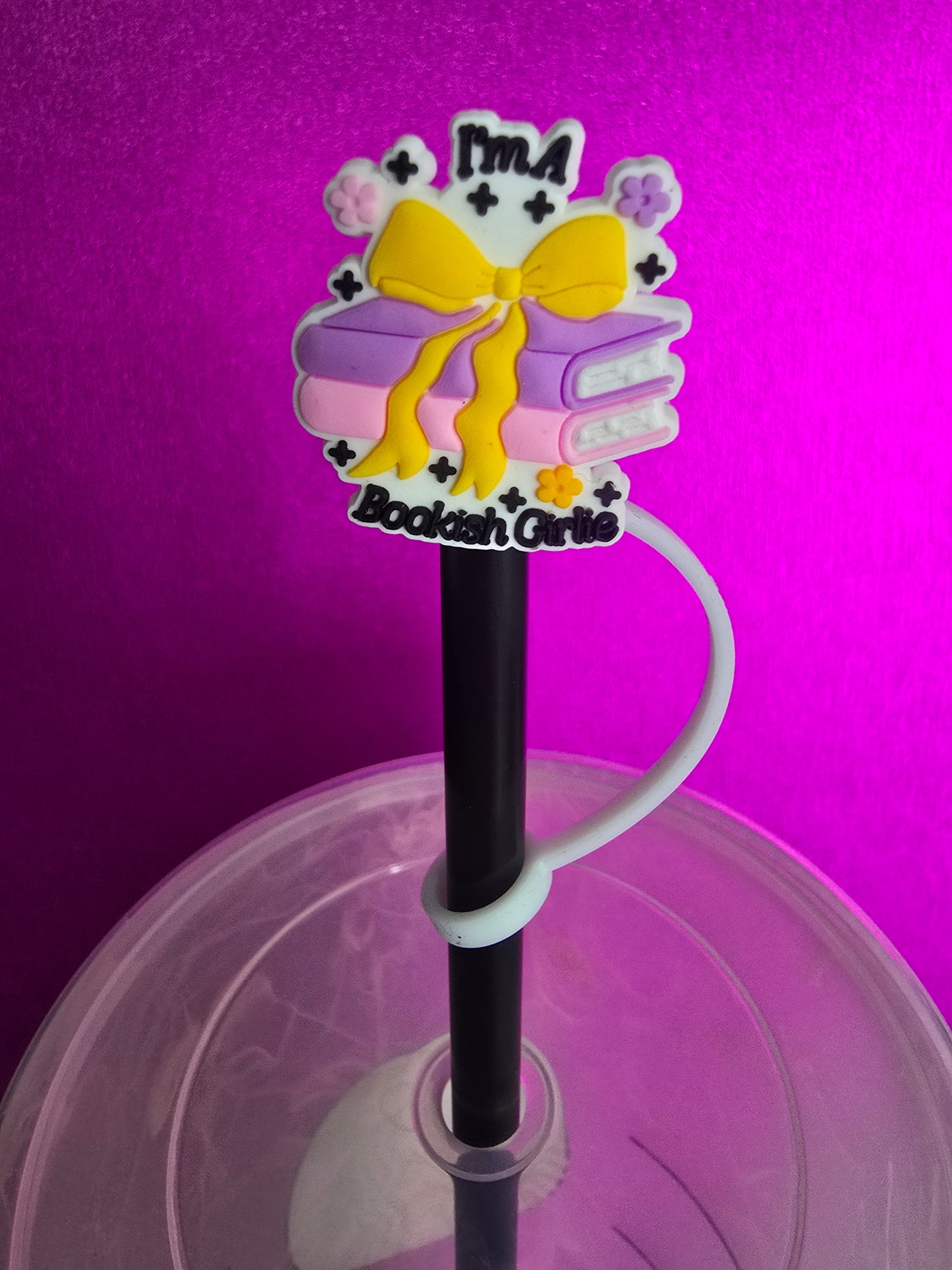 Bookish Girl Straw Topper, Purple