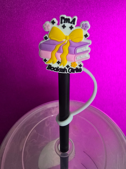 Bookish Girl Straw Topper, Purple