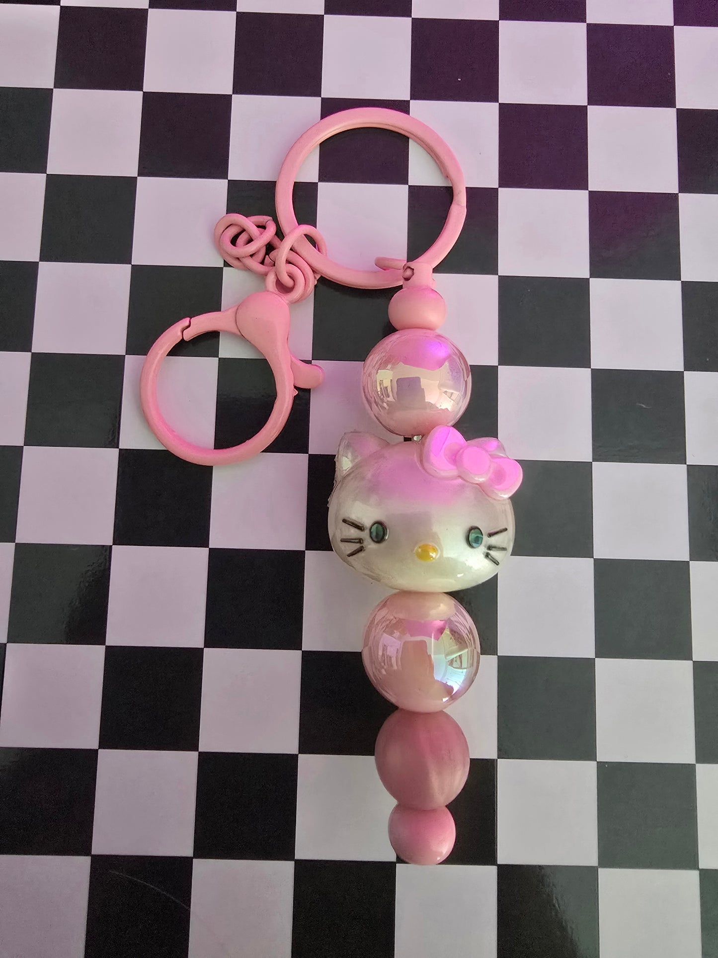 Hello Kitty Beaded Keychain, Pink Shimmer