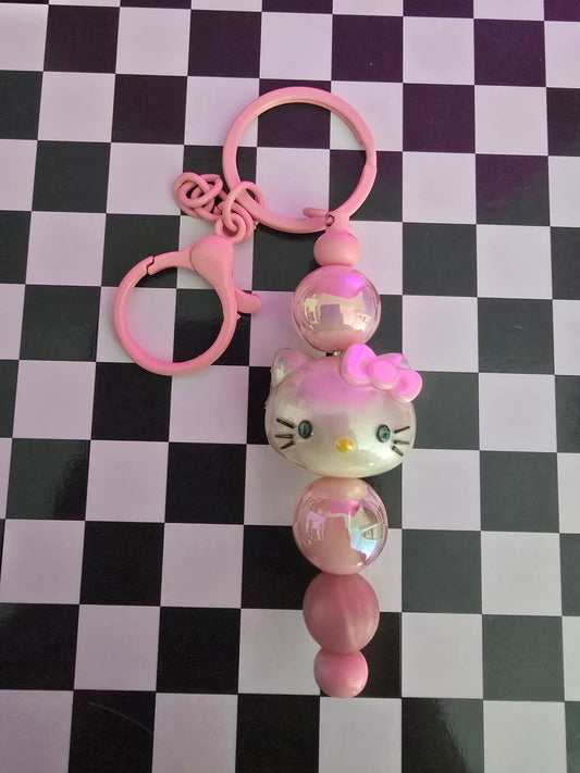 Hello Kitty Beaded Keychain, Pink Shimmer