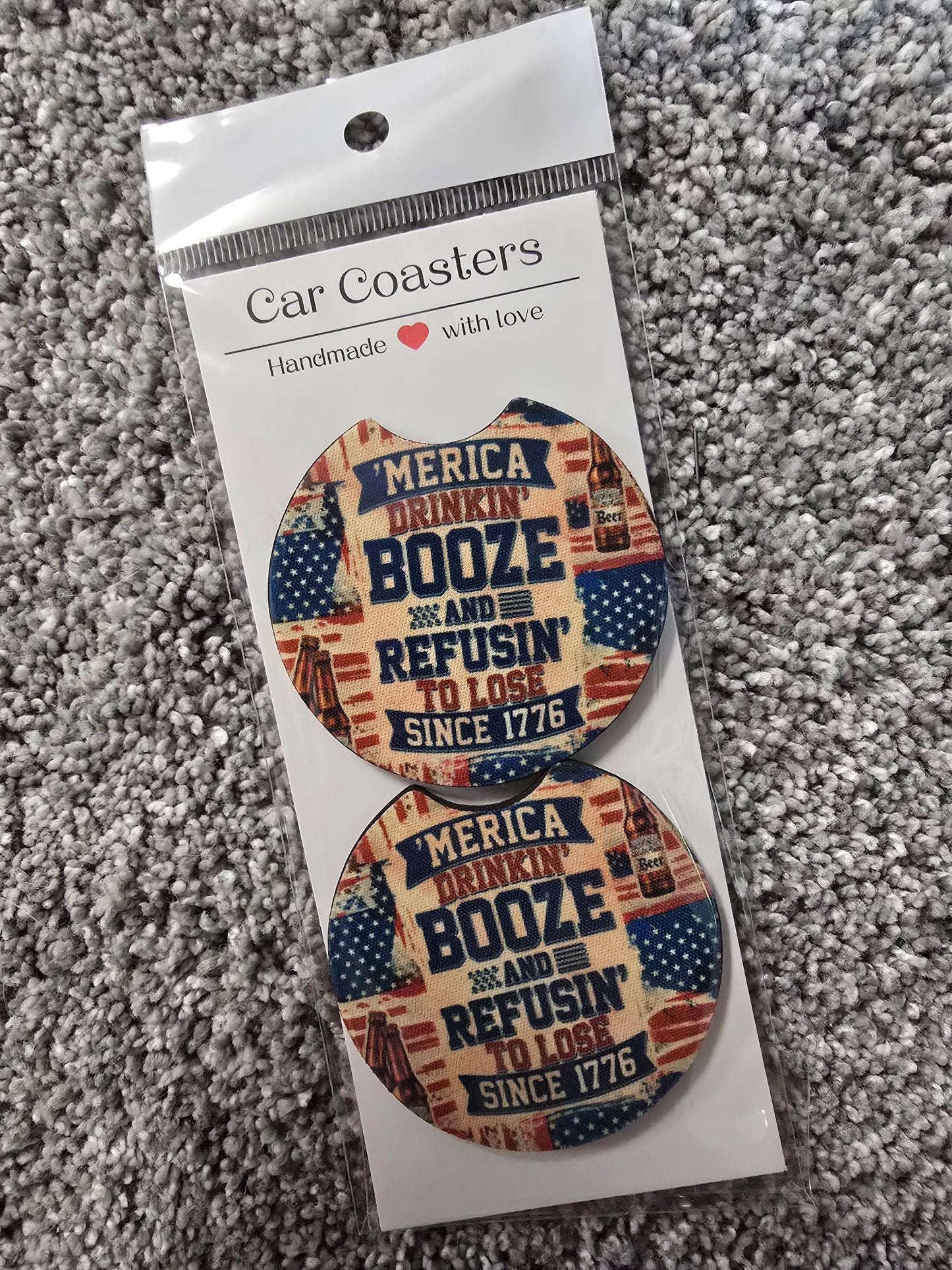 Boozey America Car Coasters
