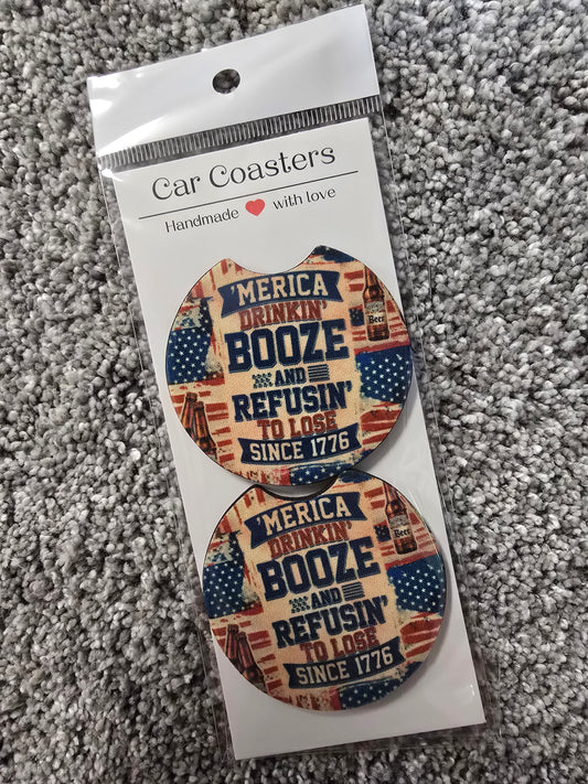 Boozey America Car Coasters