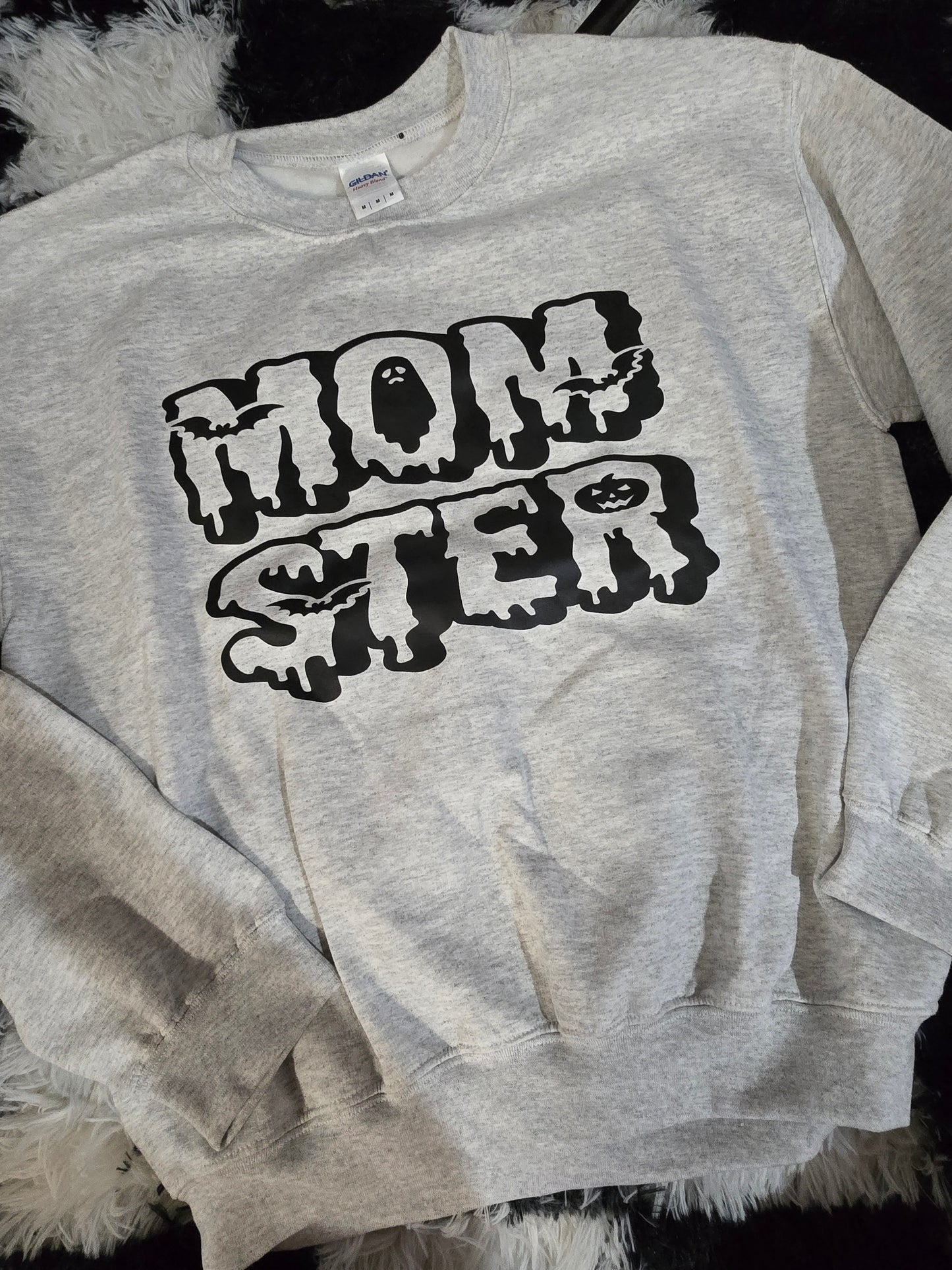 Spooky Momster Sweatshirt, Light Gray