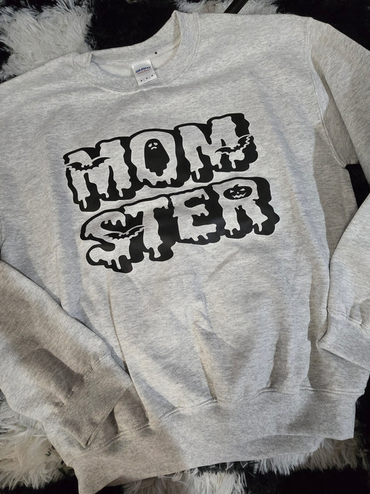 Spooky Momster Sweatshirt, Light Gray