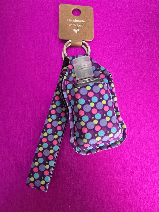 Purple Polkadots Sanitizer Keychain Set