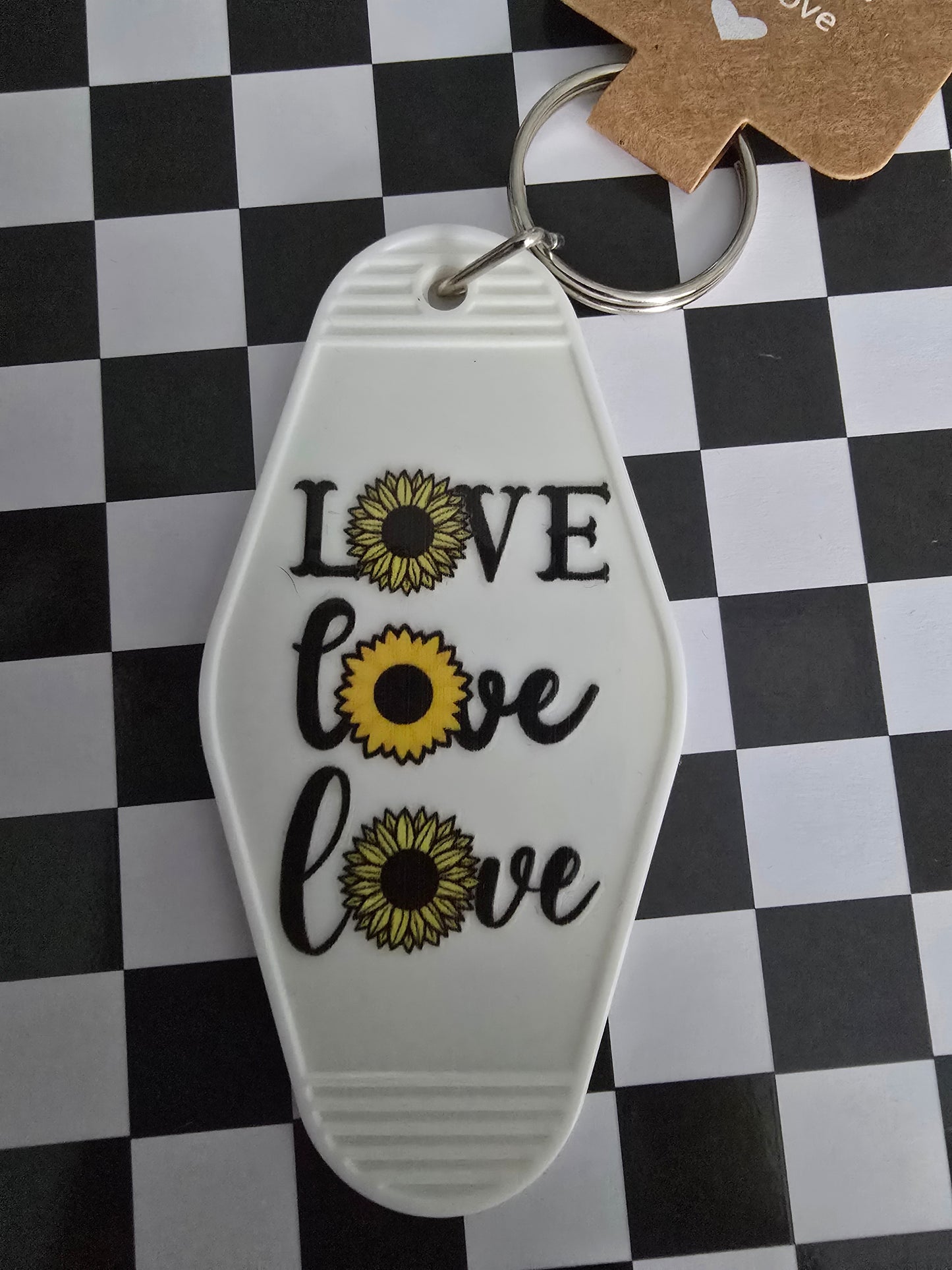 Sunflower Love Motel Keychain, White