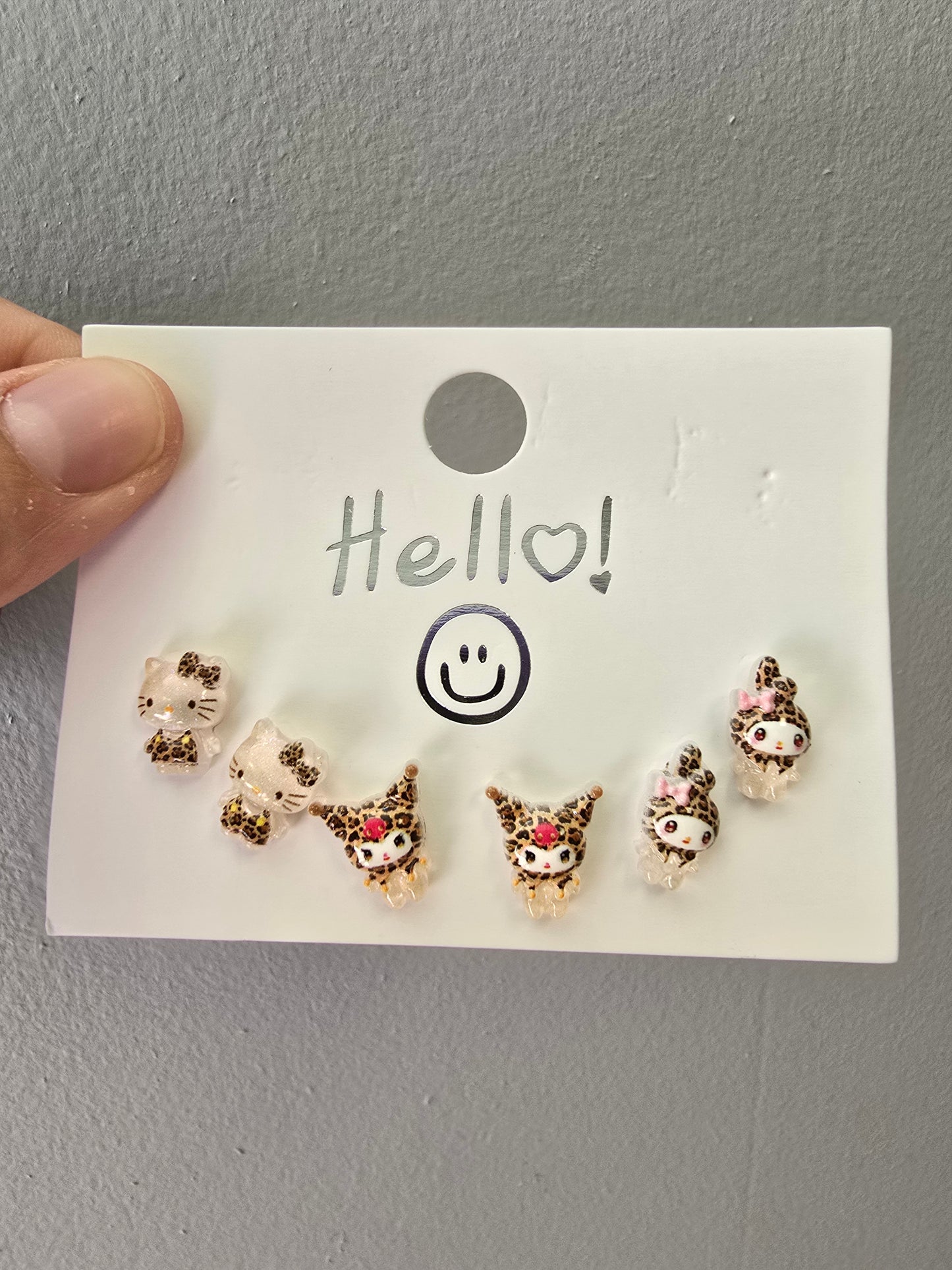 Hello Kitty Leopard Friends Stud Earrings, Set of 3