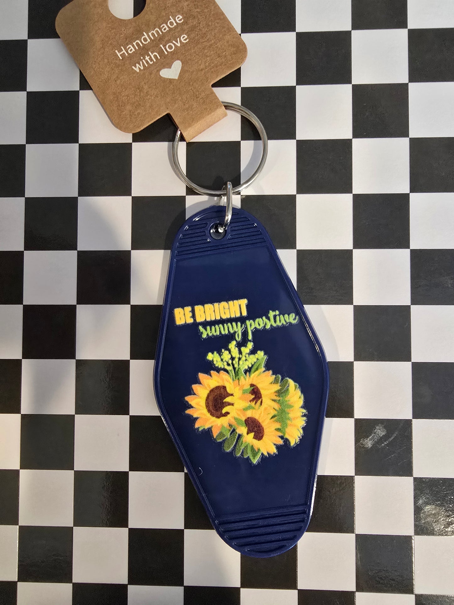 Sunflower Positive Vibes Motel Keychain
