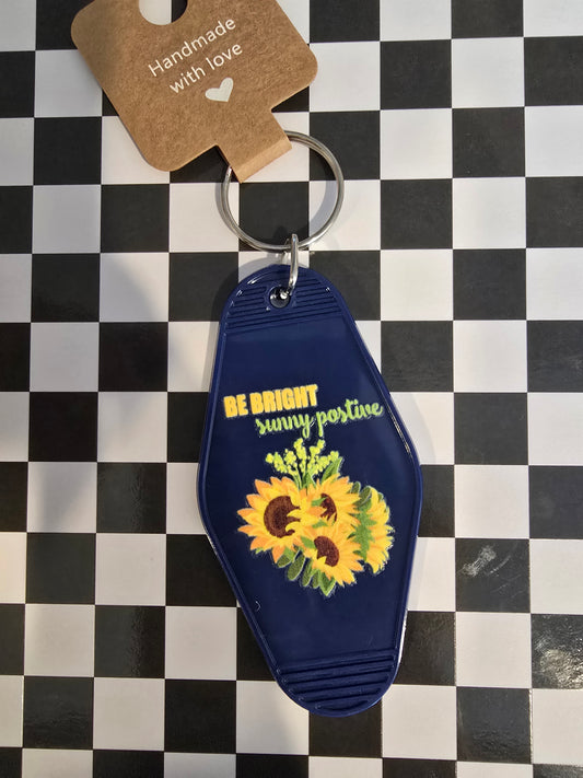 Sunflower Positive Vibes Motel Keychain
