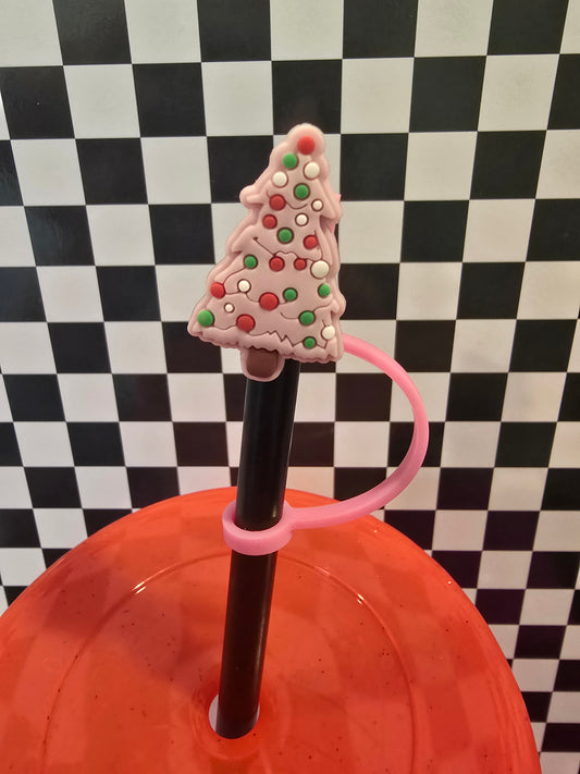 Pink Christmas Tree Straw Topper