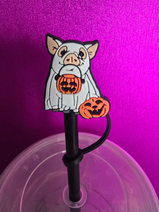 Trick or Treat Oink Straw Topper