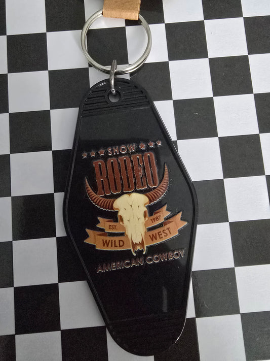 Rodeo Motel Keychain, Black