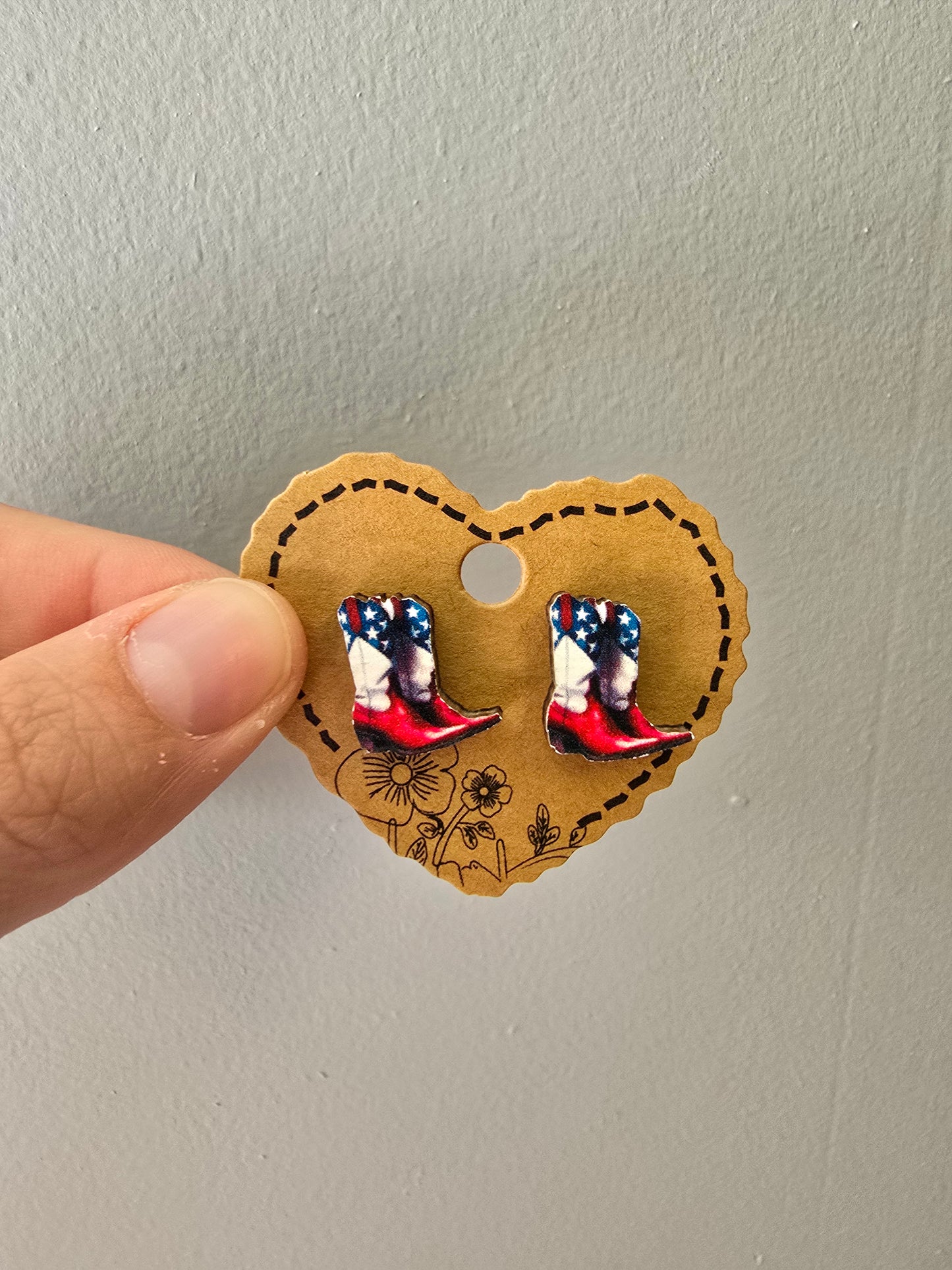 American Boots Wood Stud Earrings
