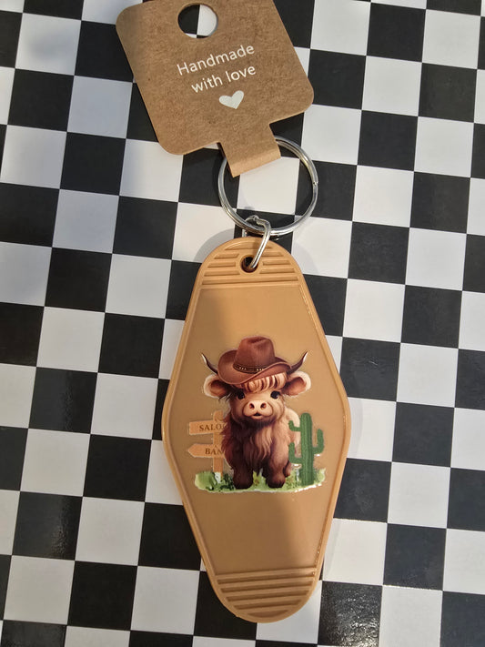 Highland Cowboy Motel Keychain, Tan