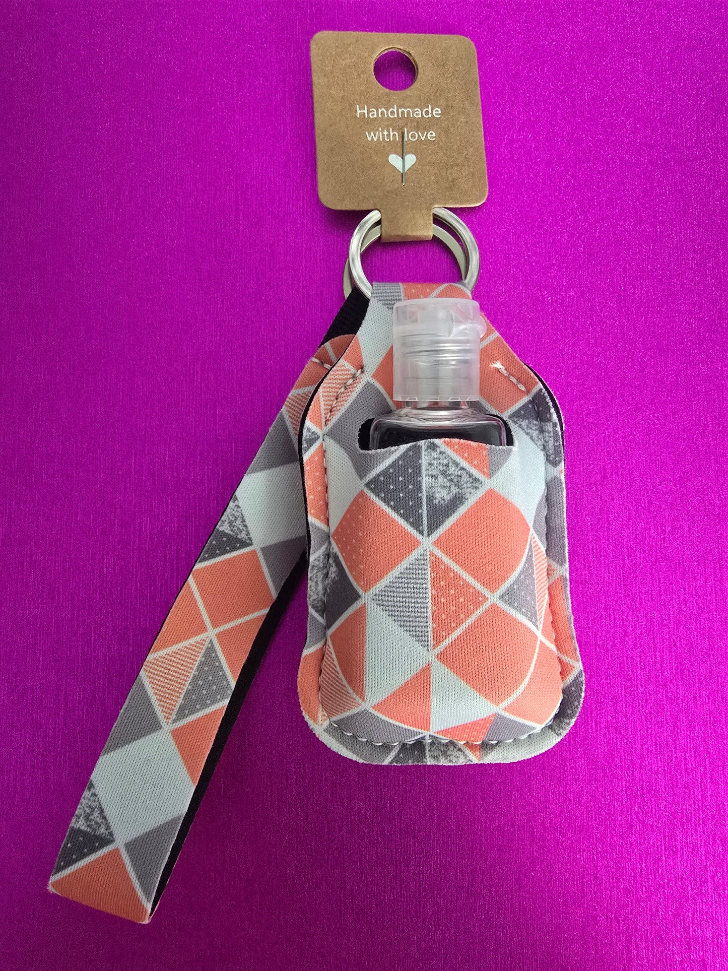 Orange Tiles Sanitizer Keychain Set
